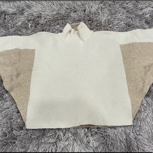 Note di Anita Wool Cashmere Blend Turtleneck Poncho O/ S FLAW